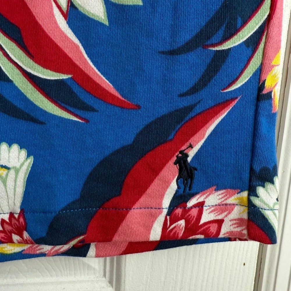 Polo Ralph Lauren Floral Terry Shorts Mens Blue Red Tropical Print 8.5